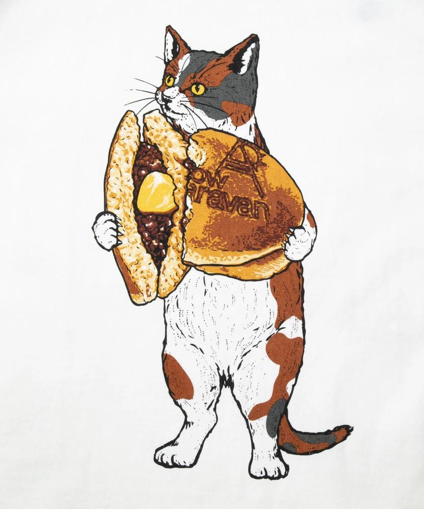 [go slow caravan] 332803 Super Heavy USA/C Dorayaki Cat Long Sleeve T-Shirt White L