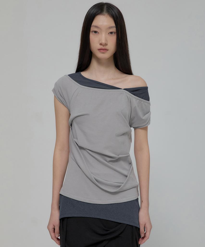 Peulleeoeob 2-Layered Top (Fl-141_Gray&Charcoal)