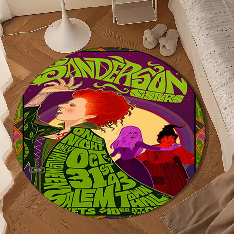 Halloween Witches Round Rug for Livingroom,Bedroom, Palyroom, Chair Rug, Area Rug, Circle Carpet, Large Size Fan Christmas Gift