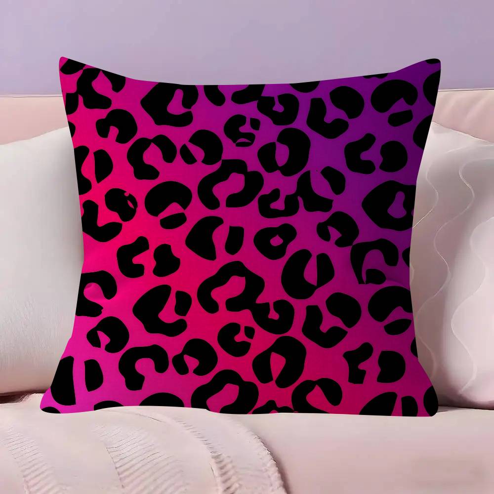 Anime Pink Leopard Pattern Pillow Cover Sofa Cushion Cover Home Room Decoration Children Gift