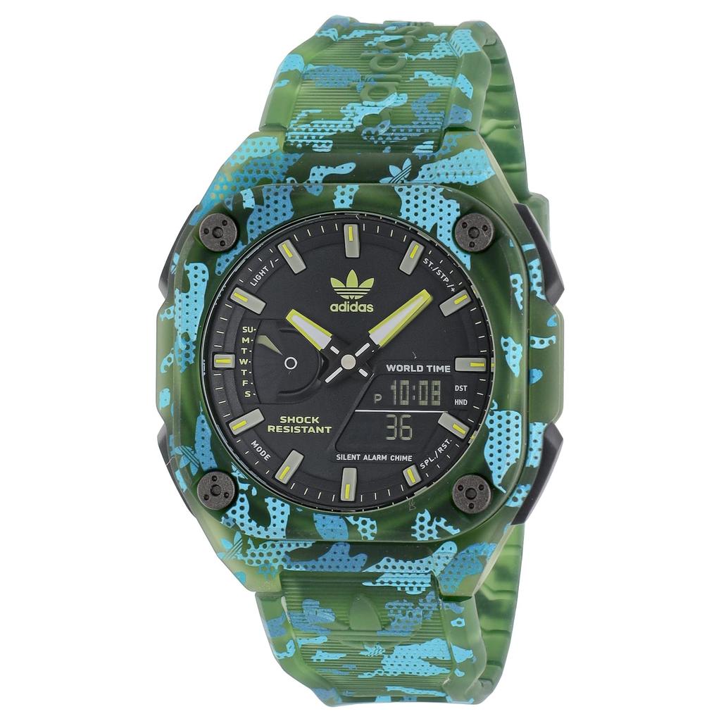 Original Watch CITY TECH TWO GRFX Navy Dial Resin Mineral Glass Quartz Watch Brand AOST24075 [Adidas Swatch] Men's [Item]