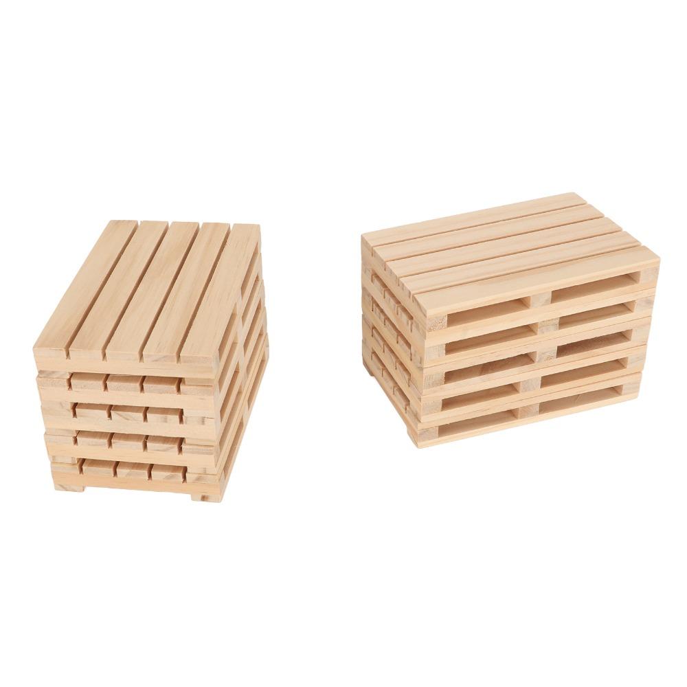 10pcs Rectangle Mini Pallet Coasters DIY Hand Polished Drink Coasters Wooden Coasters For Office