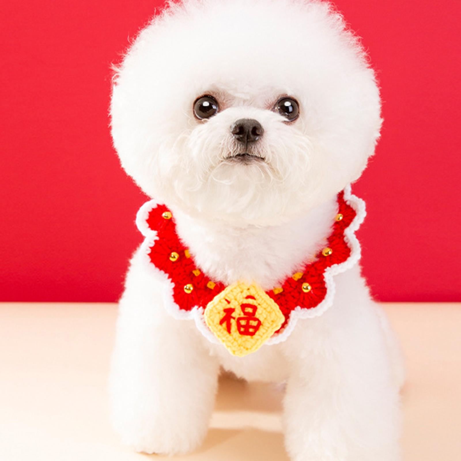 

New Year Knitted Cats Collar Handmade Costume Accessory Decorative Handwoven