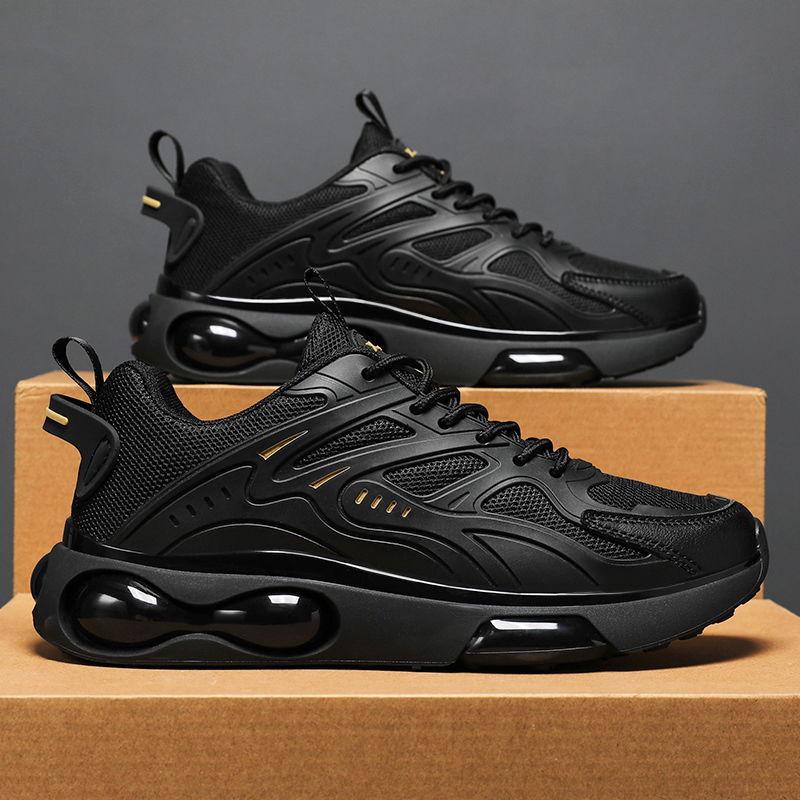 Mamba Black Warrior Men's Spring 2025 PU Mesh Breathable Running Shoes - Versatile Fashion Dad Sneakers