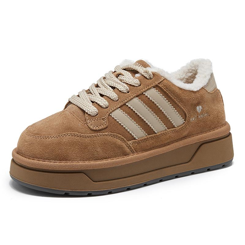 

[Фанфна] Ретро немецкие тренировочные туфли женские 2025 осень и зима новые флисовые на платформе повседневные универсальные туфли Форреста Гампа 40 верблюд