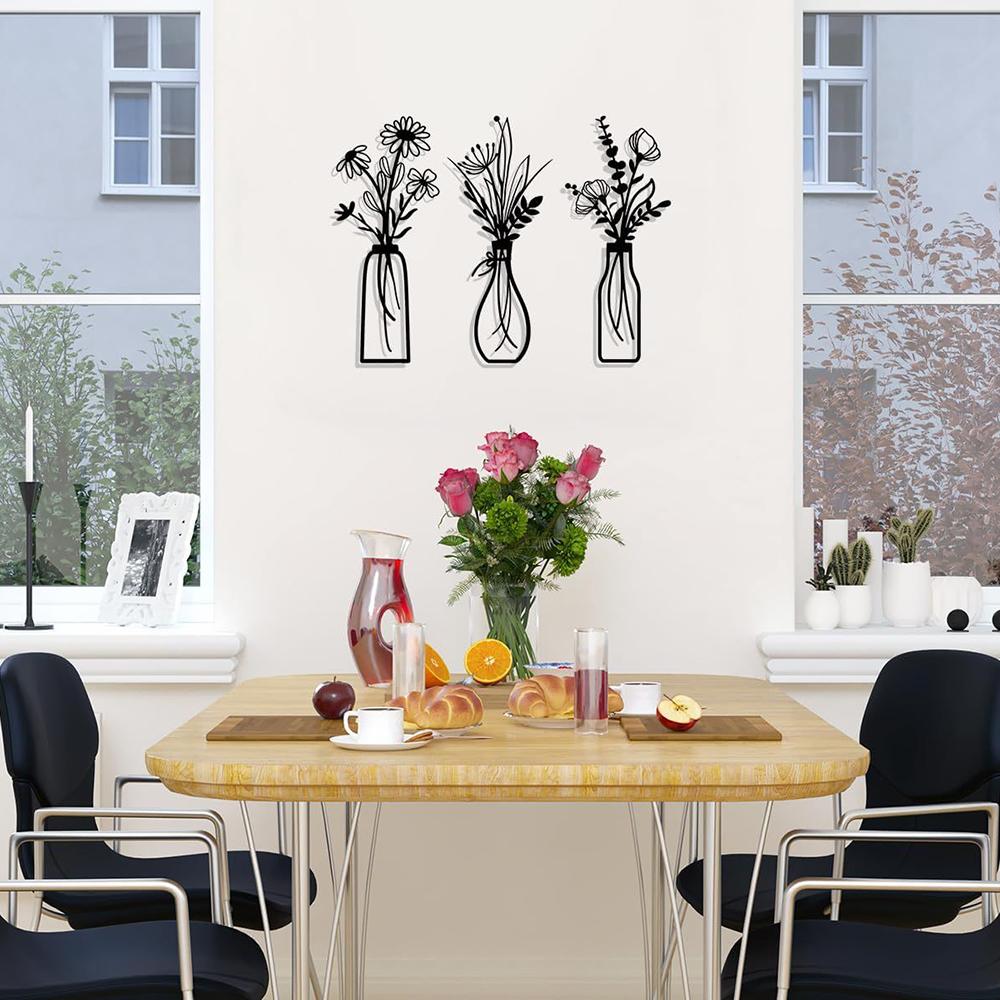 3Pcs/Set Metal Wall Art Floral Design Decorative Iron Wall Hanging Living Room Bedroom Home Decor