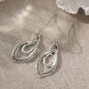 Retro Hollow Carved Silvery Plated Dangle Earrings for Women Geometric Ethnic Irregular Pattern  Jewelry Accessories Gift