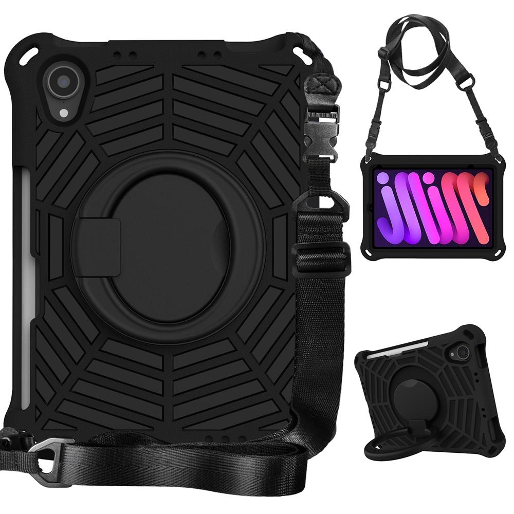 For Apple iPad mini 6 7 6th Gen 2021 2024 A17 Pro A2567 A2568 A2993 A2996 Case EVA Kids Safe Pull Ring Shockproof Shoulder Strap Stand Tablet Cover