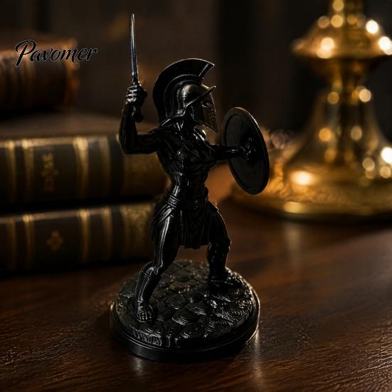 Desktop Decorative Ornaments 3D Printed Female Gladiator Statue, Spartan Woman Warrior Figurine with Cool Armor Shield, Historical Ornament