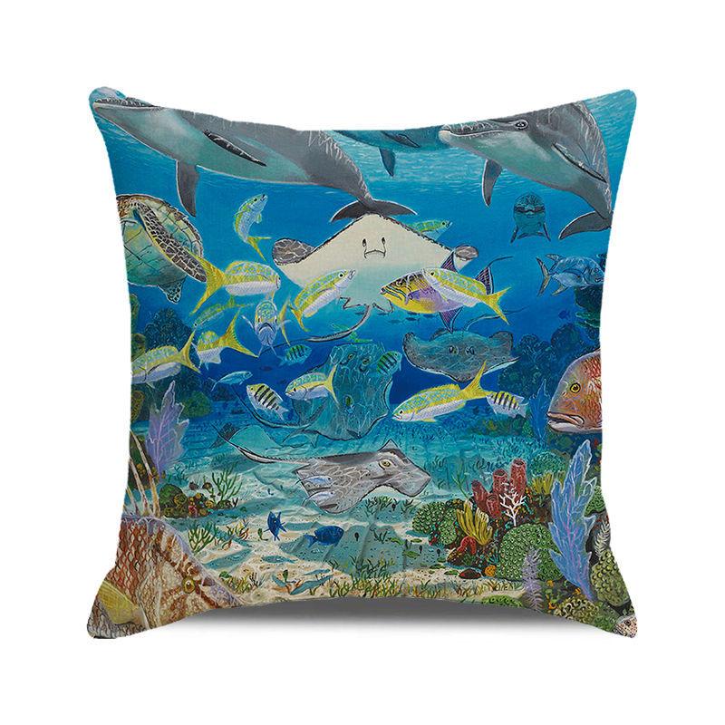 Home Decor Underwater World: Sea Creatures & Mysteries Pattern Cushion Cover Suitable for Sofa Bedroom Car Pillow Cover