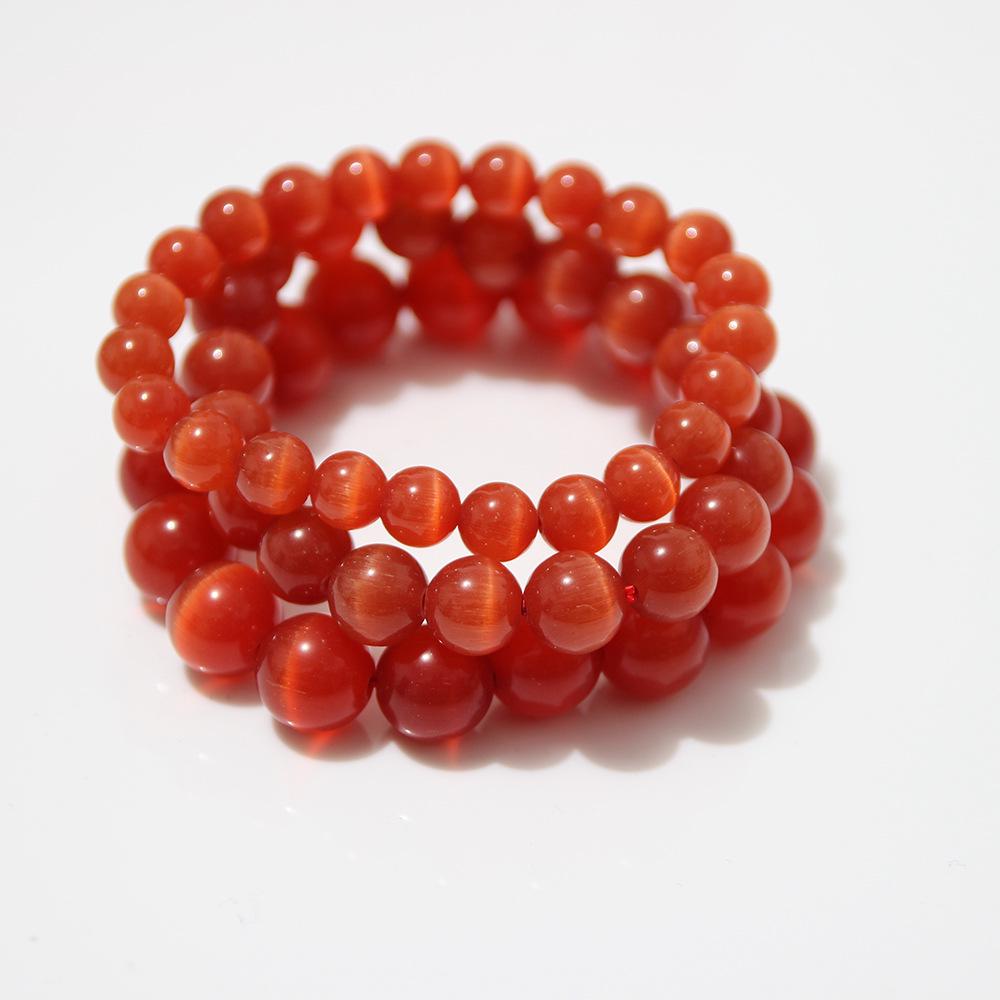 Sky Blue Cat's Eye Bracelet: Round Beads, Fresh Summer Crystal Jewelry for Women and Men