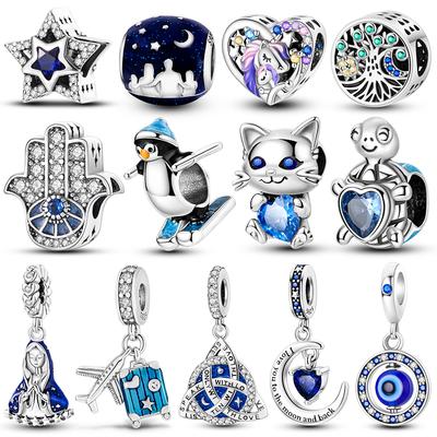 Charms Kupfer Blaue Serie Anhänger Charm-Perlen Passend für Armband Armreif Halskette Für Frauen Luxus DIY Schmuck Festival Feines Geschenk