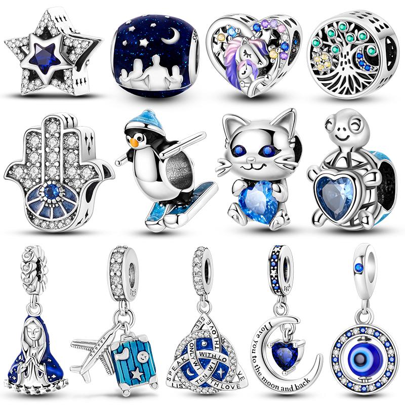 Charms Copper Blue Series Pendants Charm Beads Fits Bracelet Bangle Necklace For Women Luxury Diy Jewelry Festival Fine Gift