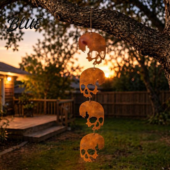 Classic Halloween Yard Decoration Skull Hanging Ornaments Metal Garden Sign Decorative Smooth Finish Decor Shaped Tags for Indoor Outdoor Anti-rust
