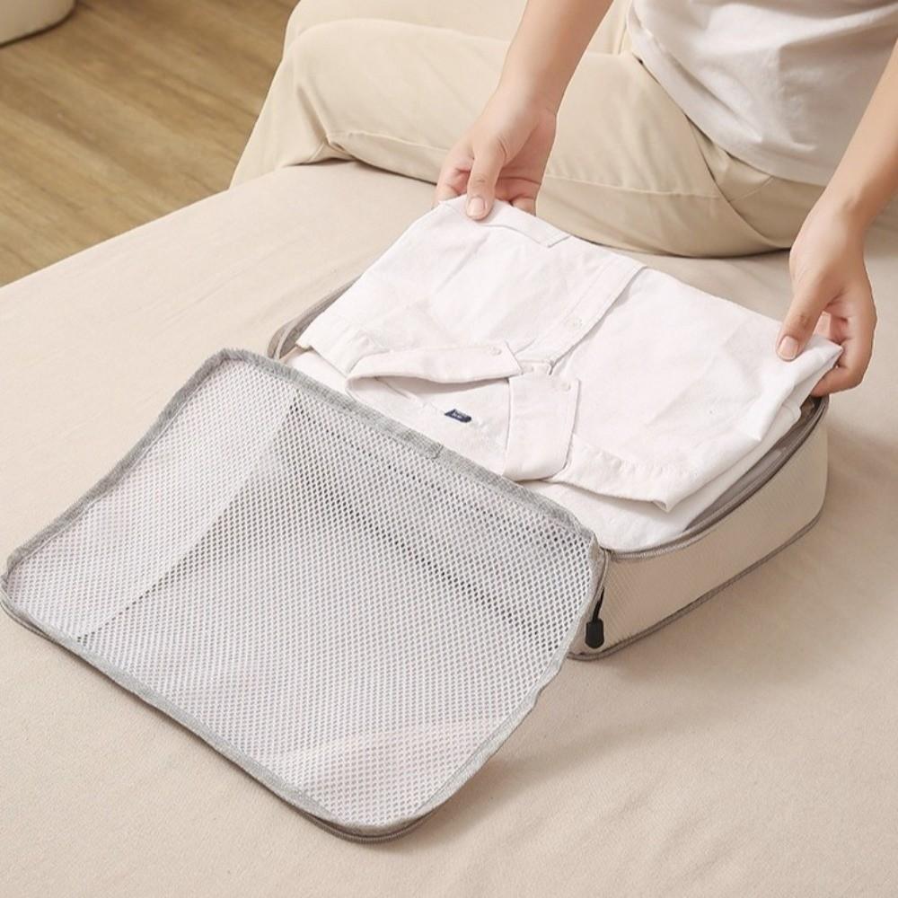 3pcs Large Capacity Travel Compression Bags Multifunctional Extensible Travel Organizer Cubes Space Saving Zipper Closure