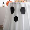 Halloween Ghost Tablecloth White And Black Ghostly Tablecloth Fun And Spooky Dining Table Accessory for Parties Candy Buffet Photo Backdrops