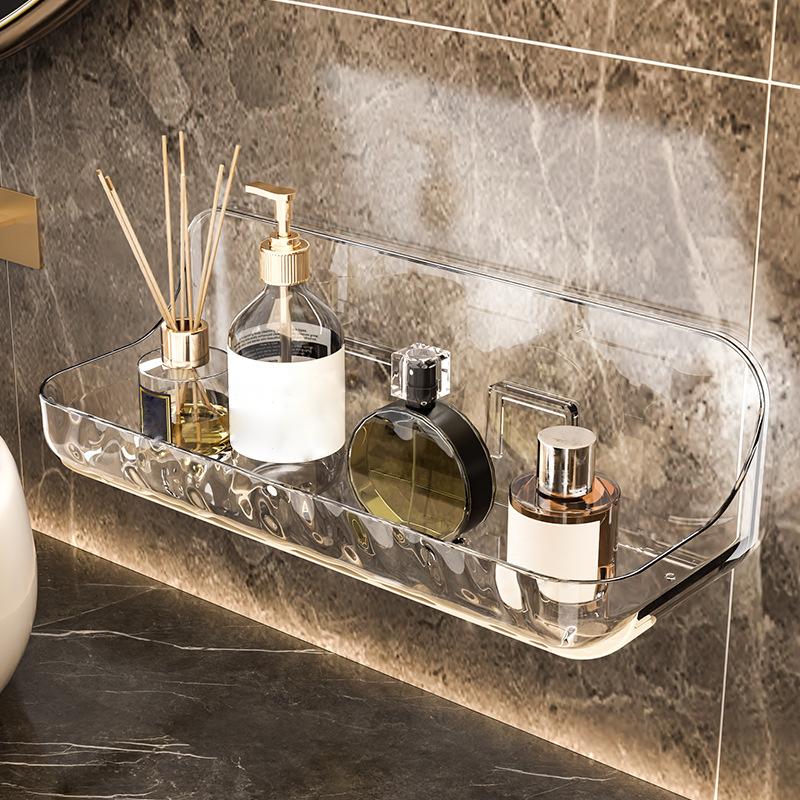 Badrumssmink Organizer Ingen borrning Kökshylla Badrumshylla Tillbehör Toalett Schampo Dusch Förvaring Vägghängt ställ