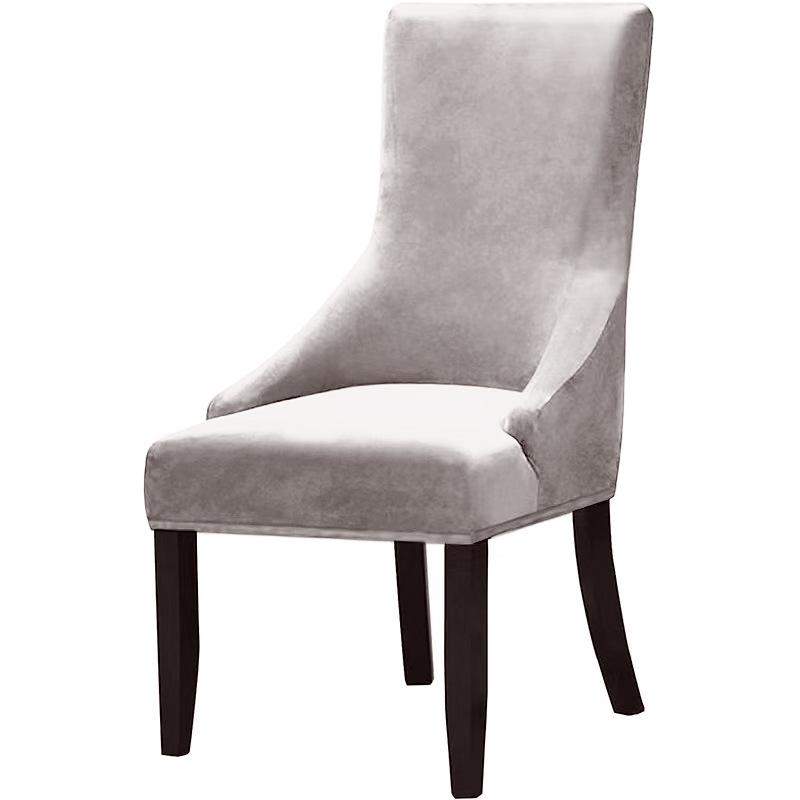 1PC Color Washable Dining Chair Cover Velvet Elastic Wingback Chair Cover High Back Sloping Armchairs