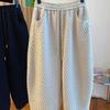 Pants for Women Plus Size Thickened Stretchy Elastic High Waist Long Trousers Solid Colour Fleece Casual Wide Leg Pants