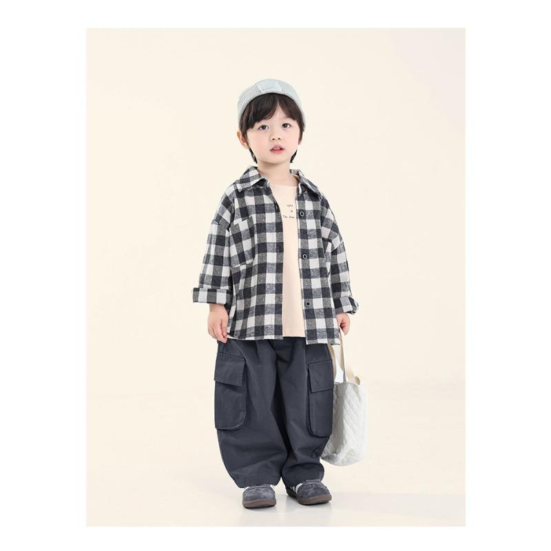 Boys Kids Loose Casual Solid Korean Style Long Trousers For Spring Autumn