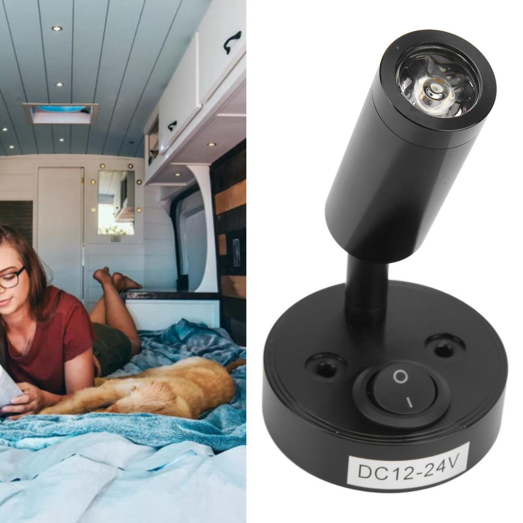 12‑24V 3W LED Reading Light Bedroom Bedside Lamp   Aluminum Alloy for Boat RV SUV Trailer