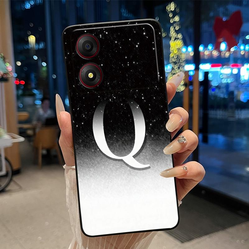 New Design Letter Flower Pattern Soft Silicone Black Phone Case For ZTE Blade A34 4G Anti-scratch Shell ZTE Blade A34 4G Casing