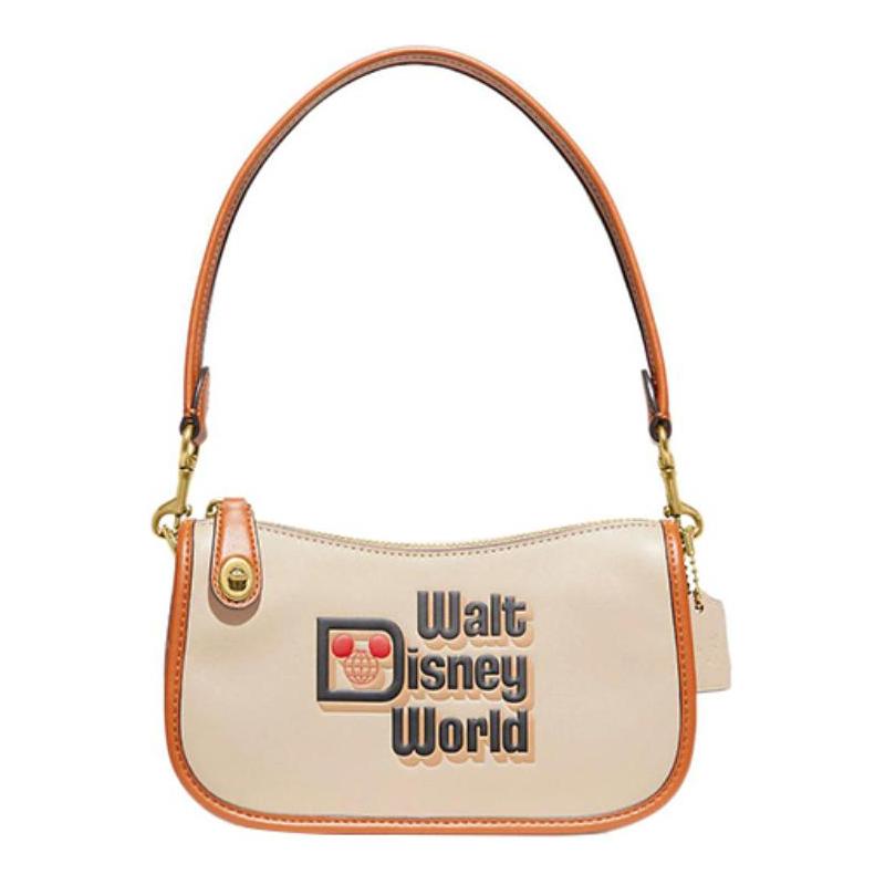 COACH Disney Disney co-branded Swinger 20 zipper closure glove tanned leather hand shoulder bag women s khaki коричневый