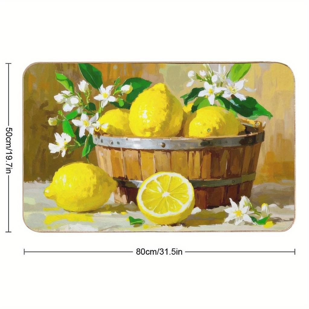 1Pcs Fresh Lemon Barrel Rubber Drying Mat Tableware For Coffee Shop Kitchen Carpet Tableware Durable Diatom Mud Table Mat Pet Coffeeware Mat