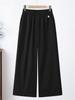 Women's High-Waisted Wide-Leg Pants - Spring/Summer, Middle-Aged, Plus Size, Elegant Drape Style