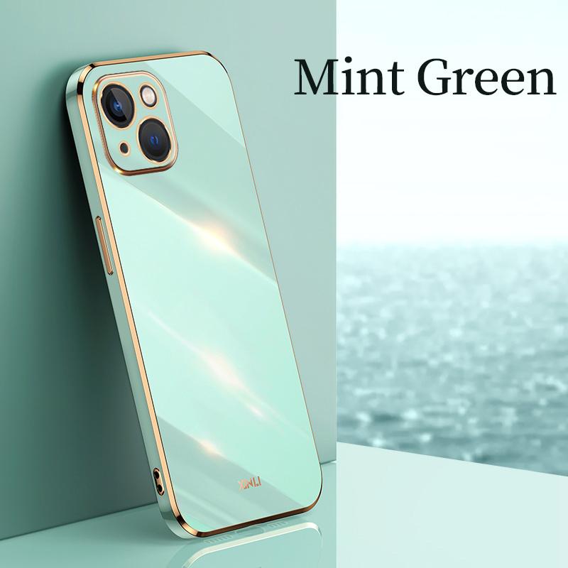 Bling Glitter Square Plating Soft Case For iPhone 14 13 12 11 Pro Max X XR XS Max 8 7 6S 6 Plus Gold Frame Silicone TPU Cover