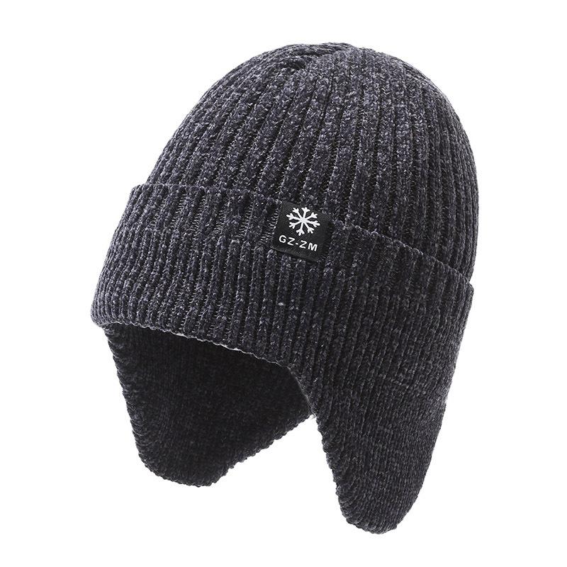 Ear Cap Men's Winter Velvet Thickened Warm Wool Hat Outdoor Windproof and Cold-proof Knitted Hat Cold Hat