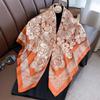 New Luxury  Floral Printed Scarf 90Cm Large Square Scarf Twill Silk Headscarf Shawl For Women Scarves