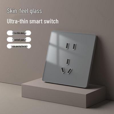 Gray Tempered Glass Smart Switch with Voice & Bluetooth Control Via Mijia APP
