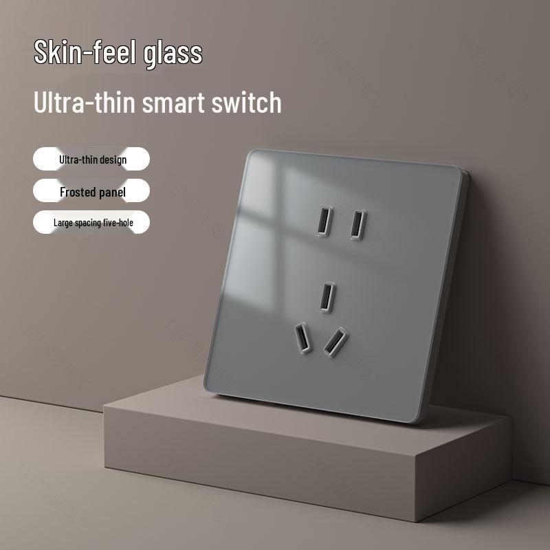 Gray Tempered Glass Smart Switch with Mijia APP Connectivity, Smart Speaker Voice Activation, Zero-Fire Support.