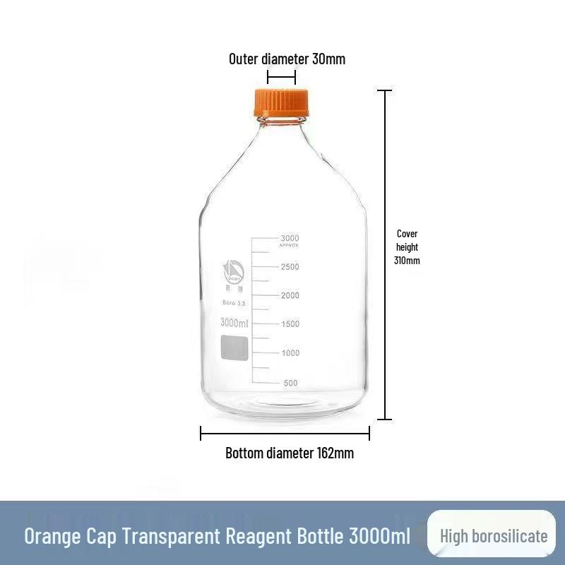 

Shuniu High Borosilicate Glass Reagent Bottle with Orange Cap, 3000ml