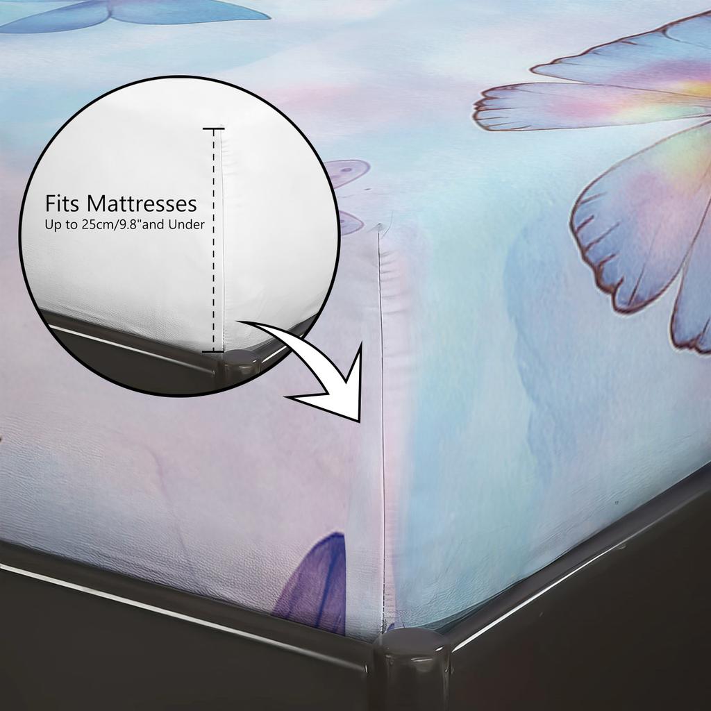 3Pc Dreamy Color Romantic Butterfly Print Coreless Bed Sheet Set Multiple Sizes Soft Comfortable Bed Cover Bedding Machine Washe