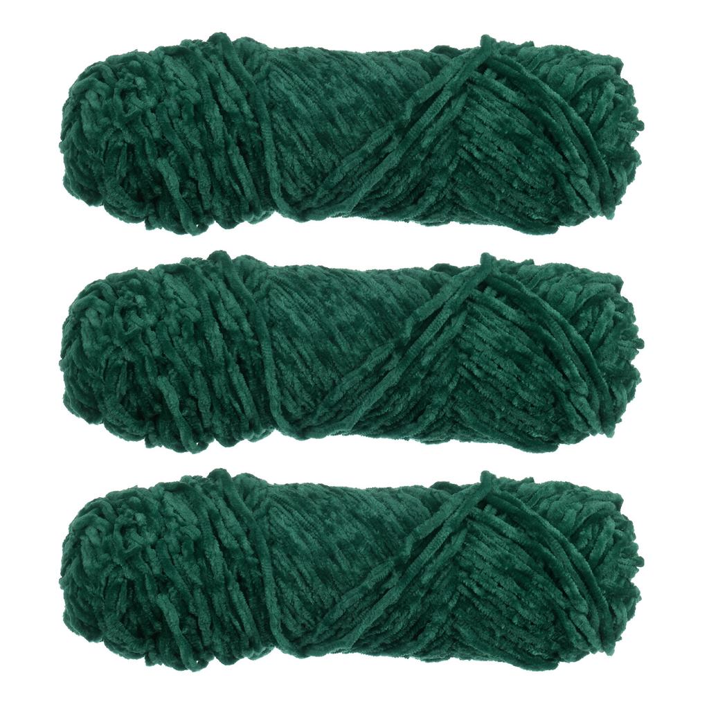 3 Skeins Chenille Yarn Soft Blanket Yarn Polyester Velvet Fancy Fluffy Yarn Knitting for Crochet Weaving Scarf, White