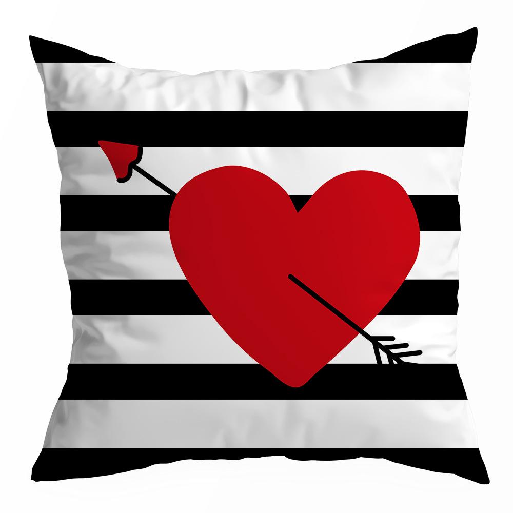 Valentine's Day Pillowcase, Peach Skin Velvet Heart Print Home Fabric Sofa Pillow, Car Waist and Back Cushion Cover