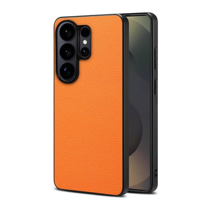 Luxury Plain Pu Leather Phone Case For Samsung Galaxy S26 Ultra S23 FE S24 S25 Plus Wireless Charging Ultra Thin Soft Cover