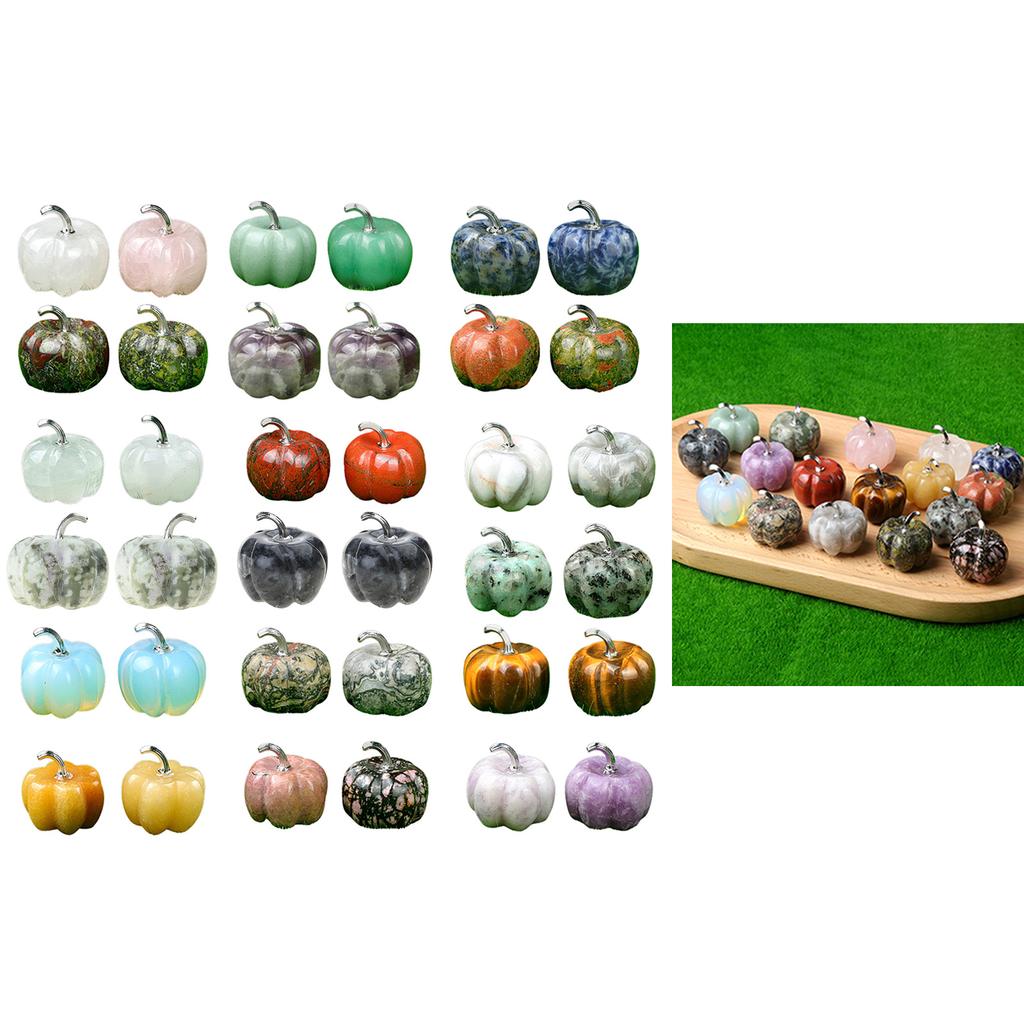 30mm Mini Pumpkin Crystal Stone Statue Crafted with Natural Crystals Thanksgiving Day Room Decoration Desktop Ornament