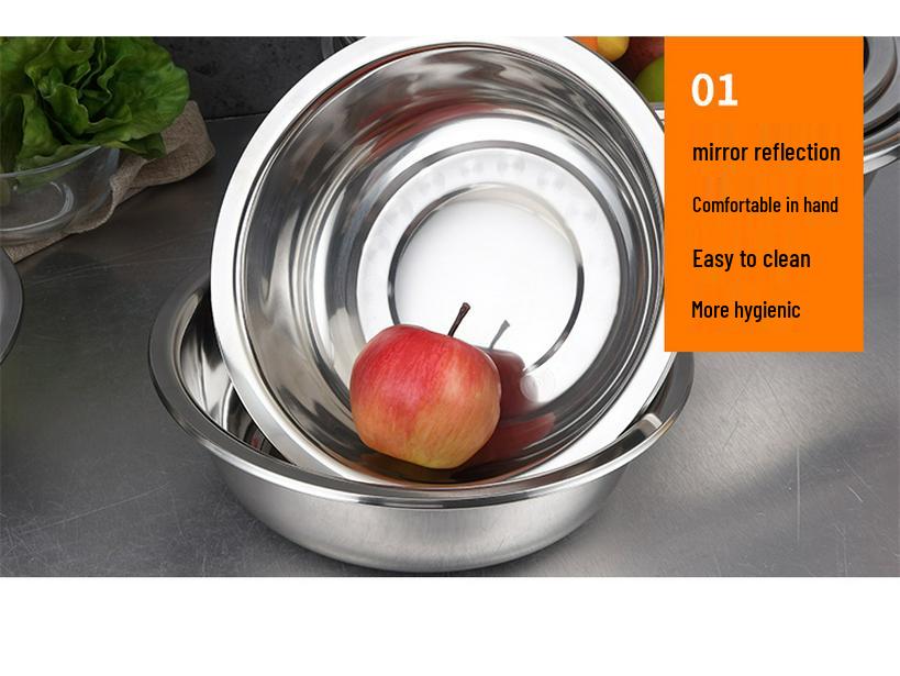 Extra Large Non-Slip Stainless Steel Bowl for Vegetables, Dough Kneading, and Laundry