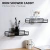Wall Shower Rack Rustproof Rectangular Bathroom Storage Shelf   for Bathroom Kitchen Balcony Black