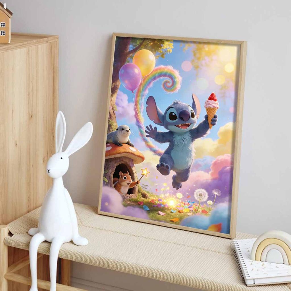 Disney Diamond Painting Art Painting Set Handmade Cross Stitch DIY Diamond Art Cute Stitch with Ice Cream Home Bedroom Wall Decor Gift
