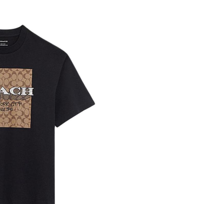 Coach Ss24 Logo Letter Applique Round Neck Short Sleeve T-Shirt Men T-Shirts Black CR489-BLK