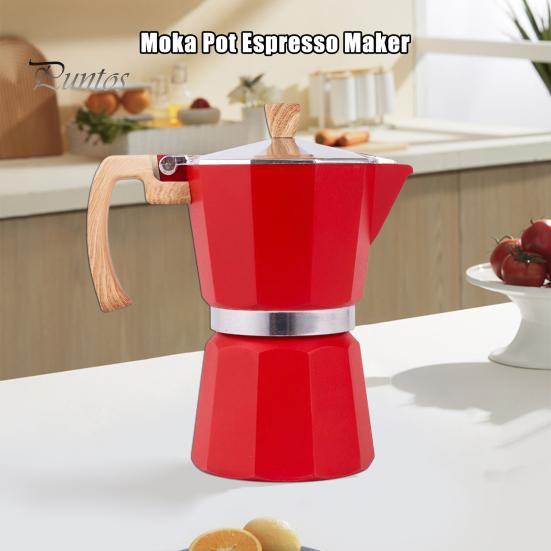 Moka Pot Espresso Maker Leicht zu reinigende Herd-Kaffeemaschine aus Aluminium, kubanische Kaffeemaschine im italienischen Design für vollen Geschmack
