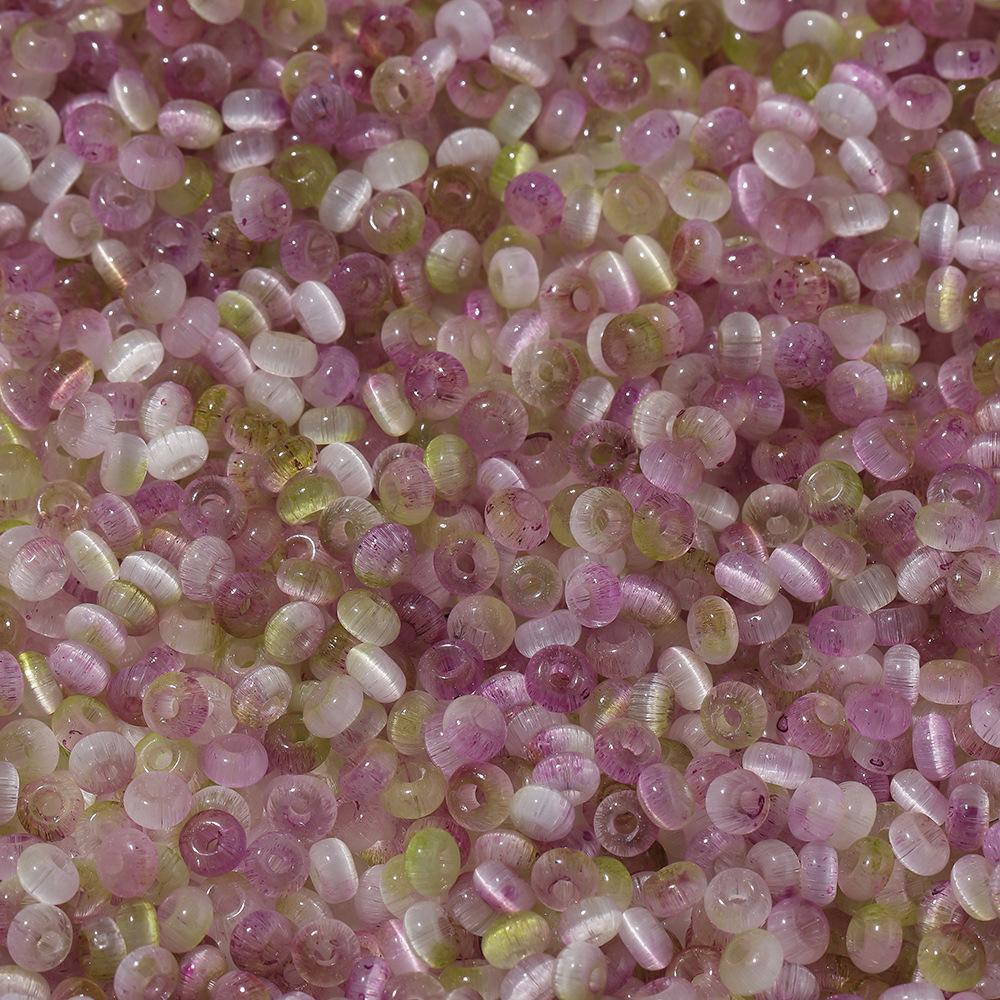 About 2 * 4mm Glass Two-color Cat's Eye Beads, DIY Bracelet Beaded Jewelry Accessories