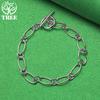 925 Sterling Silver Oval Chain Bracelet With OT Clasp Fashion Simple Jewelry For Women Birthday Anniversaries Party Accessories