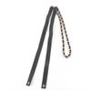 Great CHANEL Belt COCO Mark Leather Chain Ribbon Black Leather Women S B20C Used