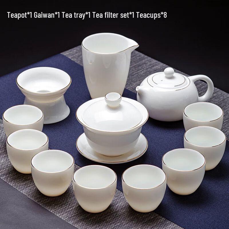 

Jiakangming Mutton Fat Jade White Porcelain Kung Fu Tea Set