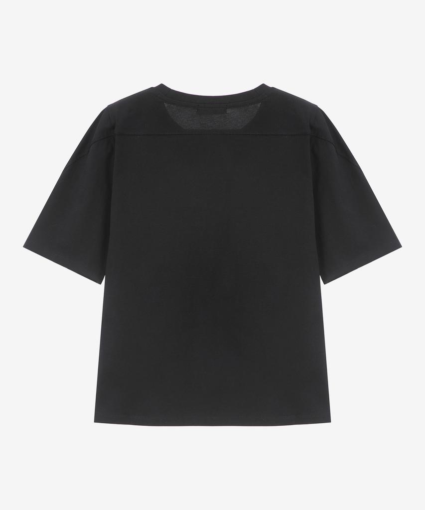 BASIC HOUSE Women'S Silket Deformed Sleeve Short Sleeve T-Shirt Black Lzts3213